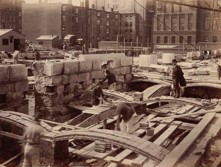 Rafael Guastavino supervising the construction of the vaults of the Boston Public Library in 1889